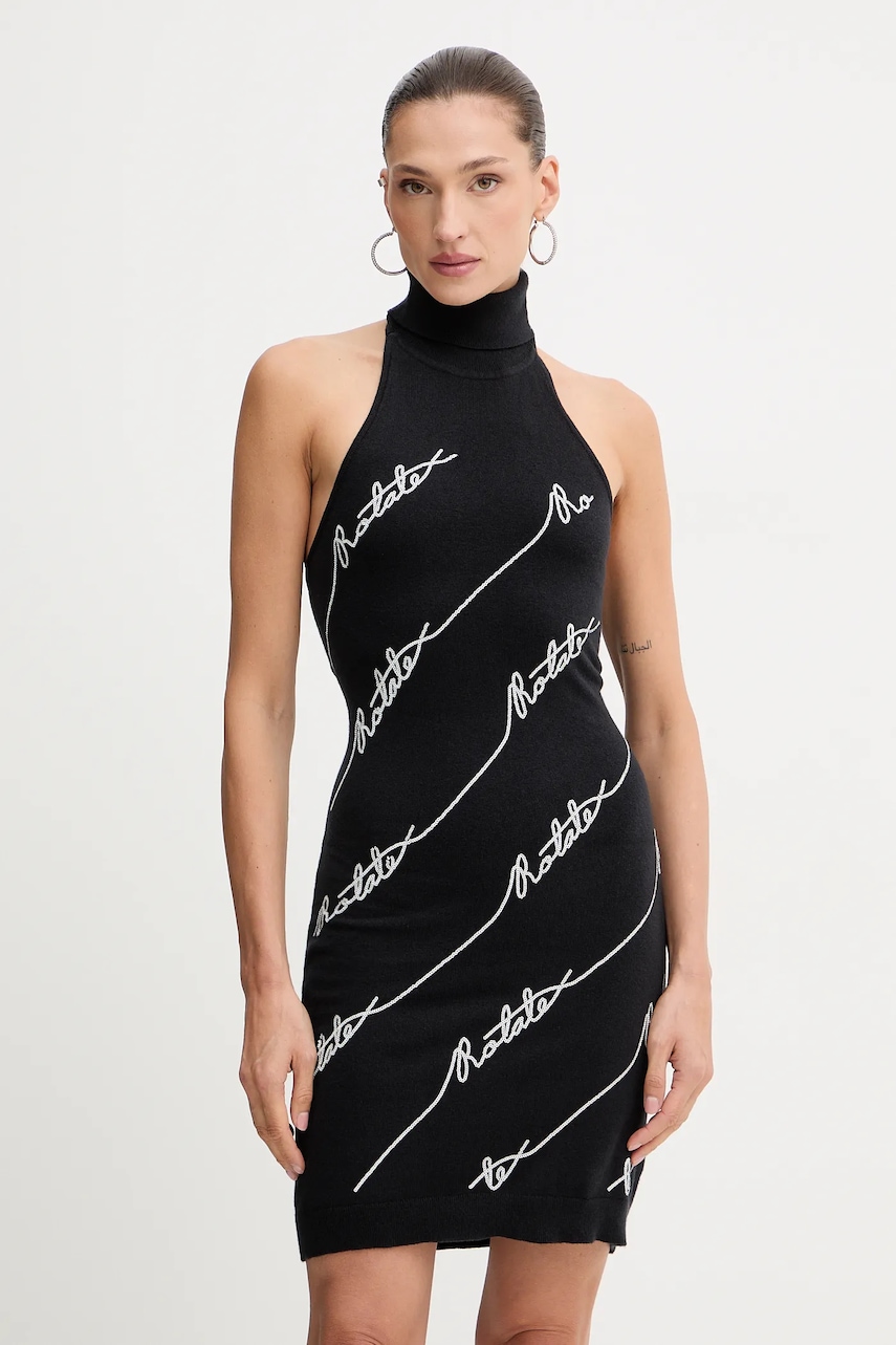 Rotate rochie culoarea negru, mini, mulată