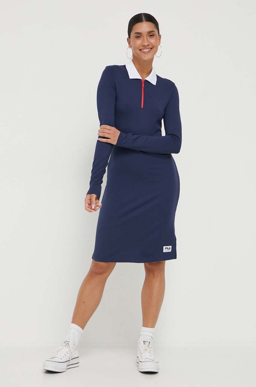 Fila rochie culoarea bleumarin, mini, dreaptă