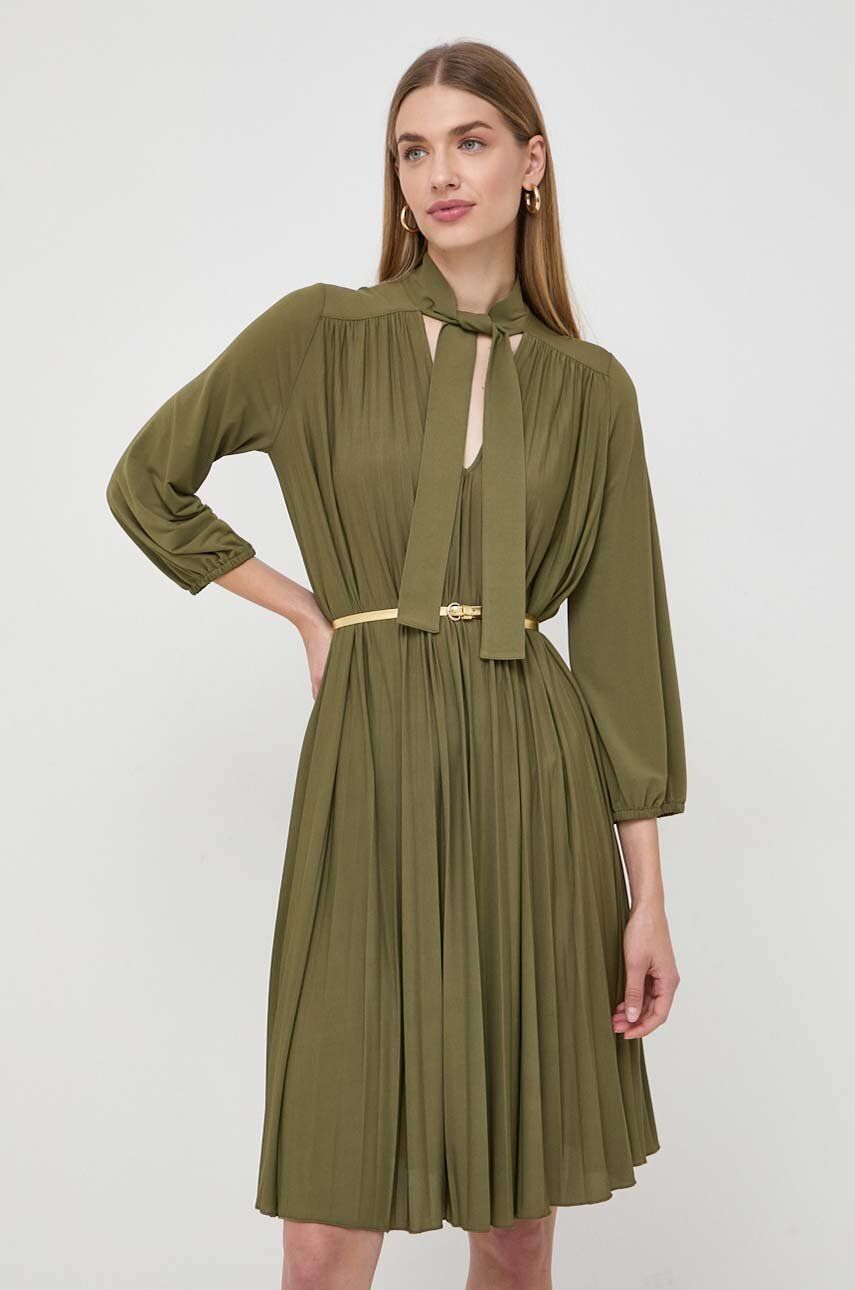Šaty Marella zelená barva, mini, oversize - zelená - 92 % Polyester