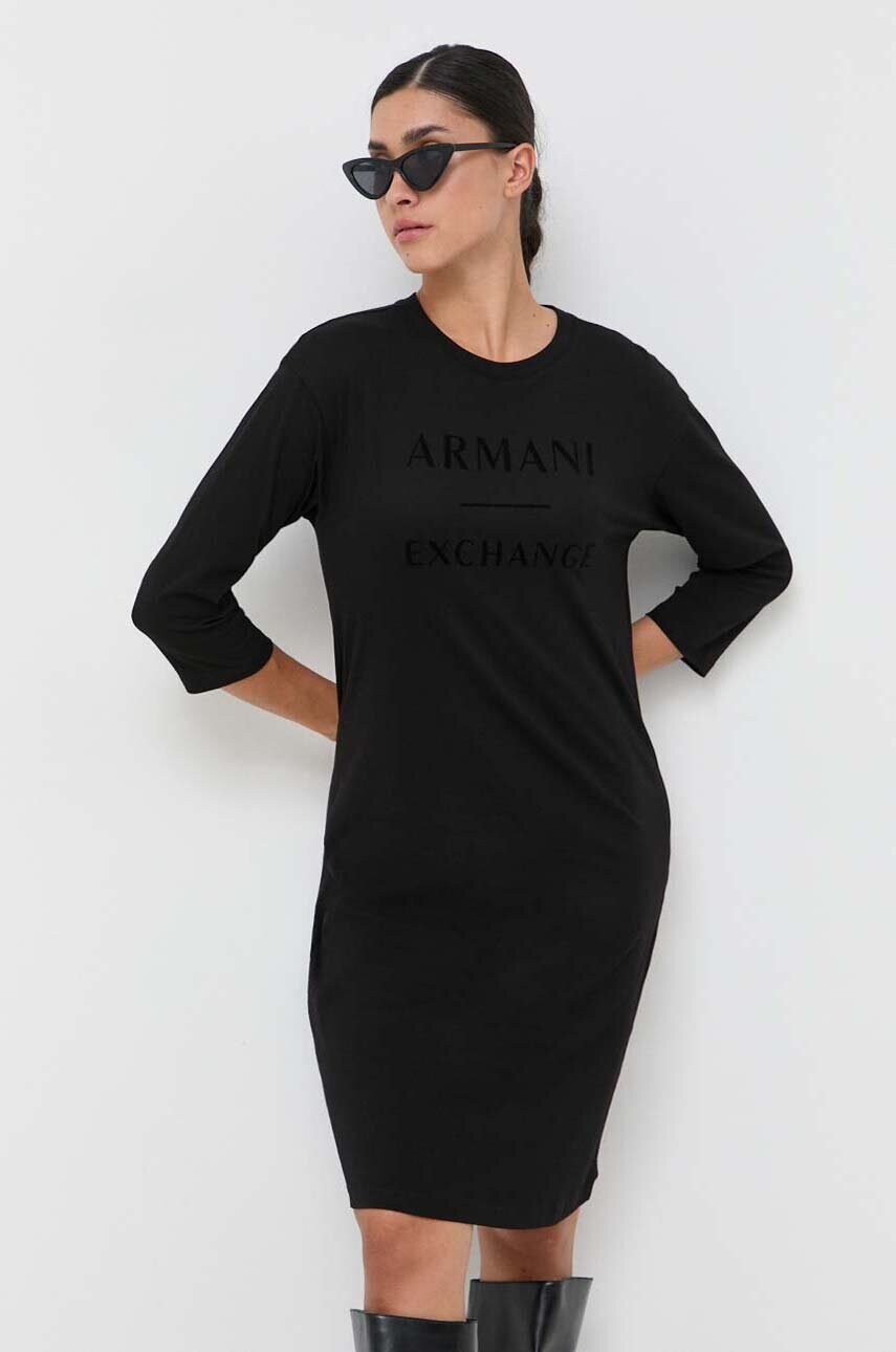 Бавовняна сукня Armani Exchange колір чорний mini oversize
