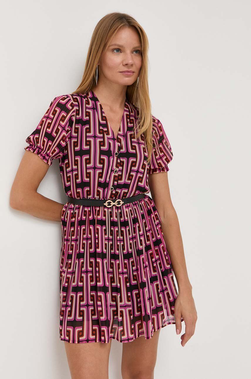 Šaty Liu Jo fialová barva, mini - fialová -  100 % Polyester