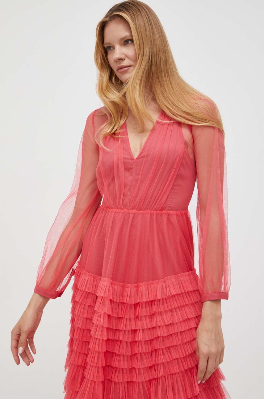 Сукня Twinset колір рожевий maxi розкльошена