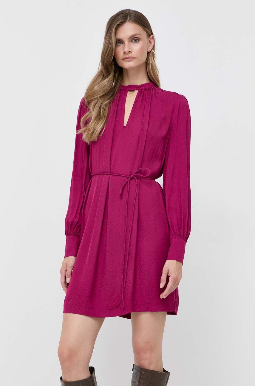 Šaty Twinset fialová barva, mini - fialová - 100 % Viskóza