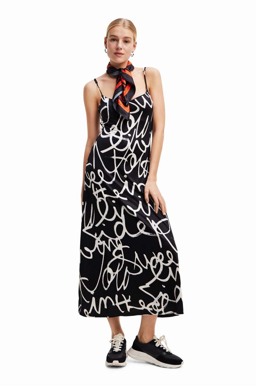 

Сукня Desigual колір чорний midi розкльошена
