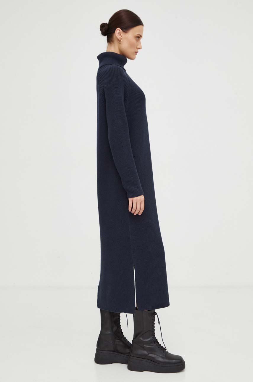 Bavlněné šaty Marc O′Polo tmavomodrá barva, midi, oversize - námořnická modř - 100 % Bavlna