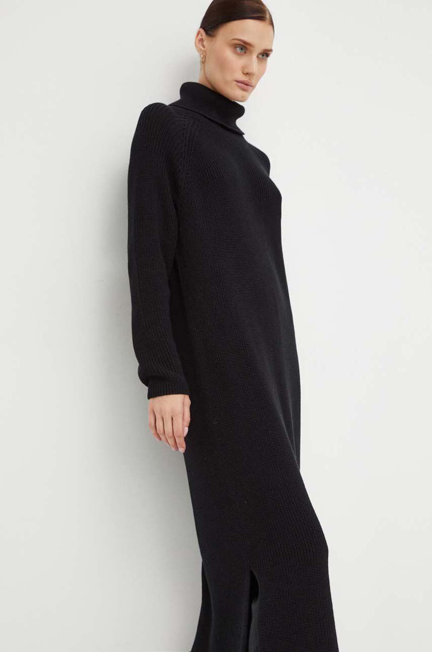 Bavlněné šaty Marc O′Polo černá barva, midi, oversize - černá - 100 % Bavlna
