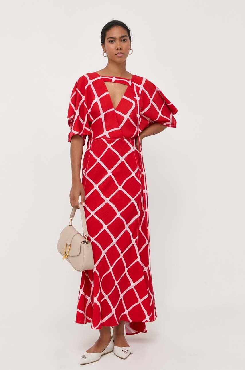 Šaty Victoria Beckham červená barva, maxi - červená -  100 % Polyester