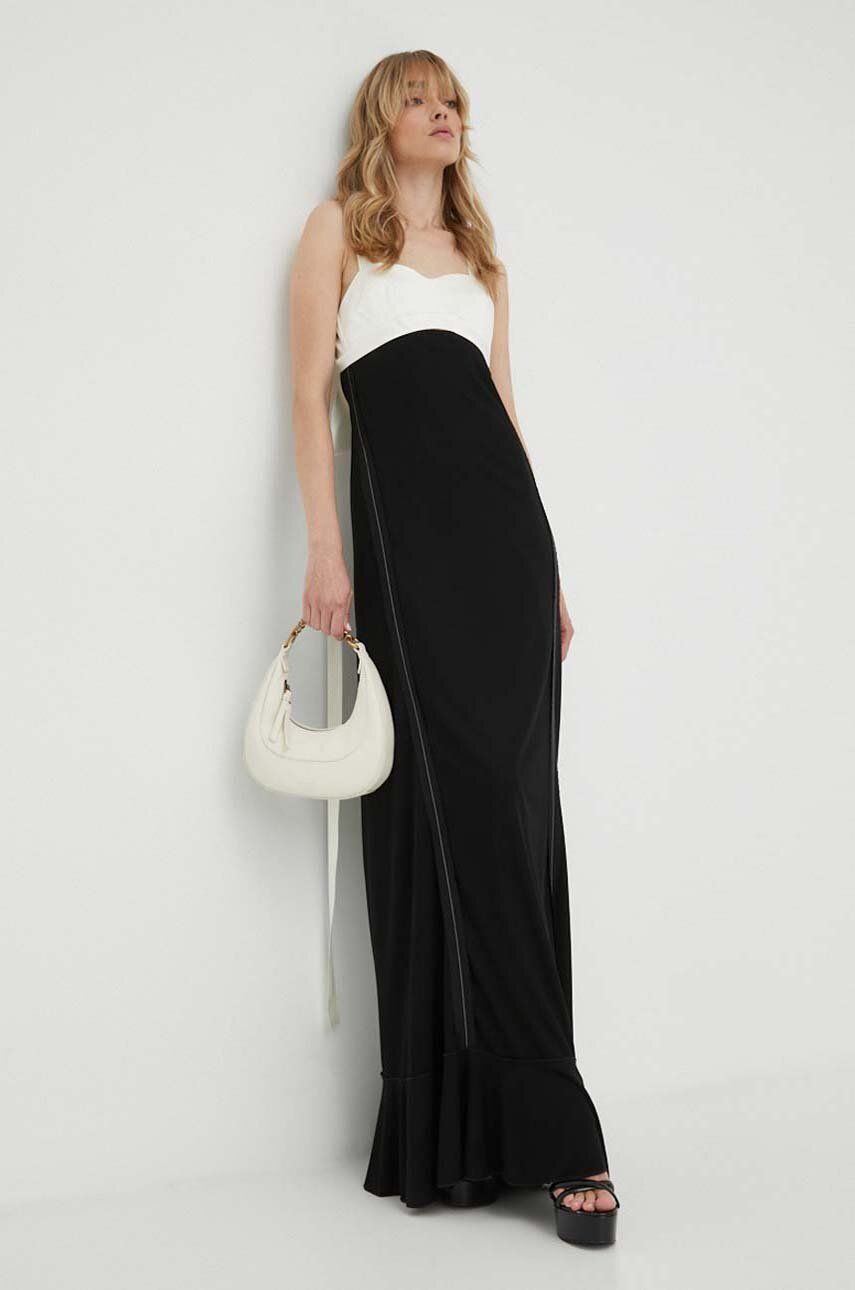 Victoria Beckham rochie culoarea negru, maxi, evazati