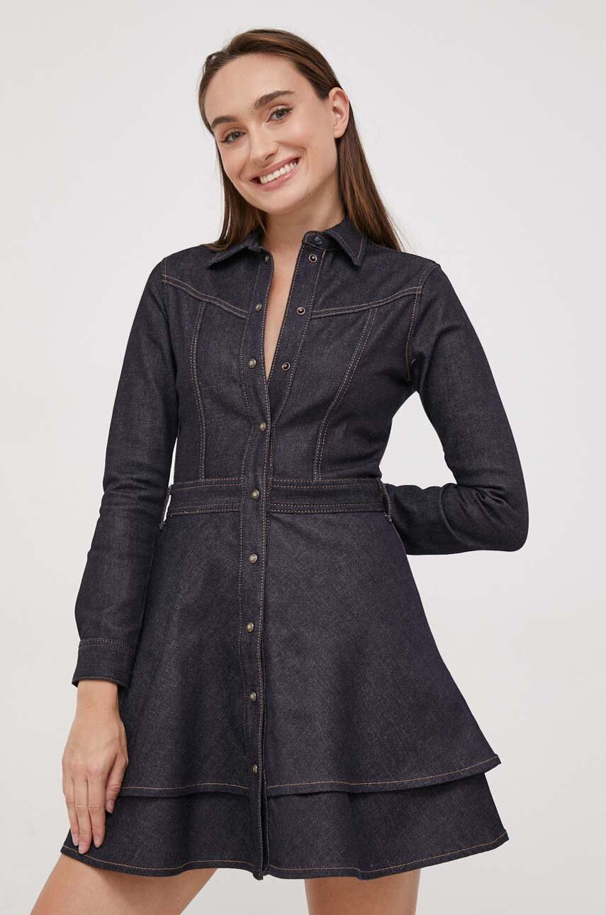 

Джинсовое платье Pepe Jeans цвет синий mini расклешённая