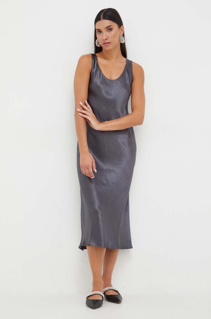 Max Mara Leisure rochie culoarea gri, midi, evazati