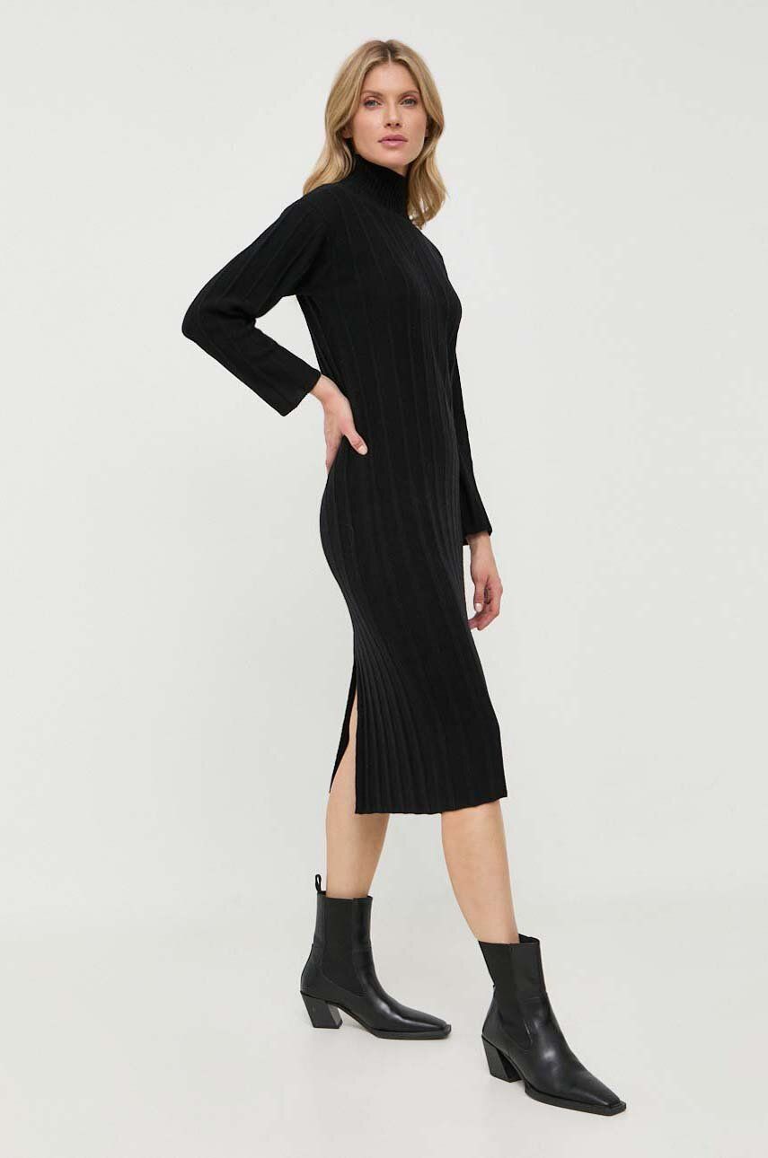 Vlněné šaty Max Mara Leisure černá barva, mini - černá - 100 % Virgin vlna