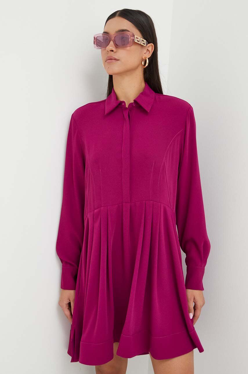 Šaty Pinko fialová barva, mini, oversize - fialová - 100 % Polyester