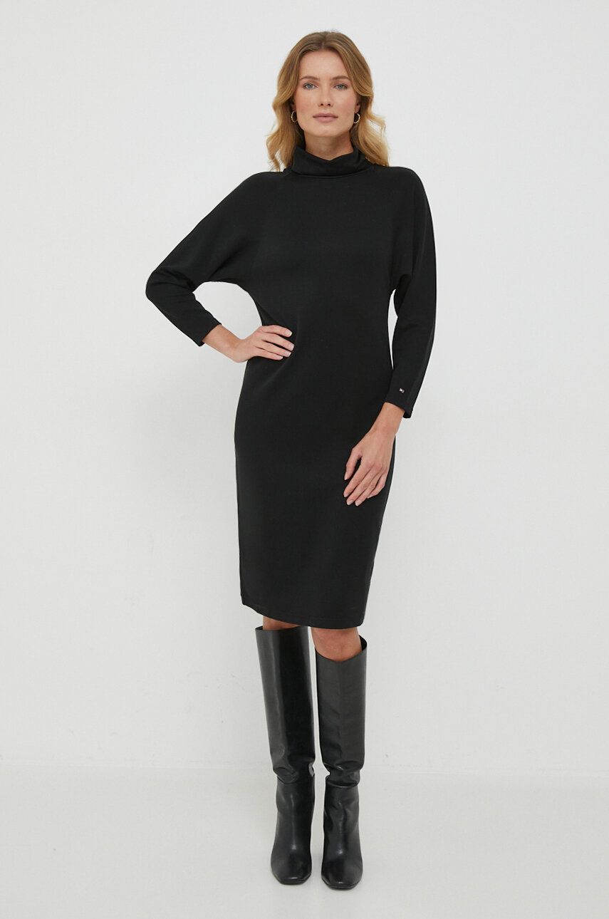 Levně Šaty Tommy Hilfiger černá barva, mini, WW0WW40290