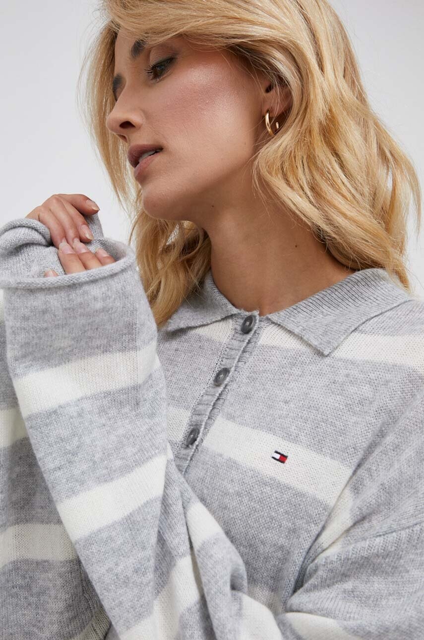 Вовняна сукня Tommy Hilfiger колір сірий mini пряма