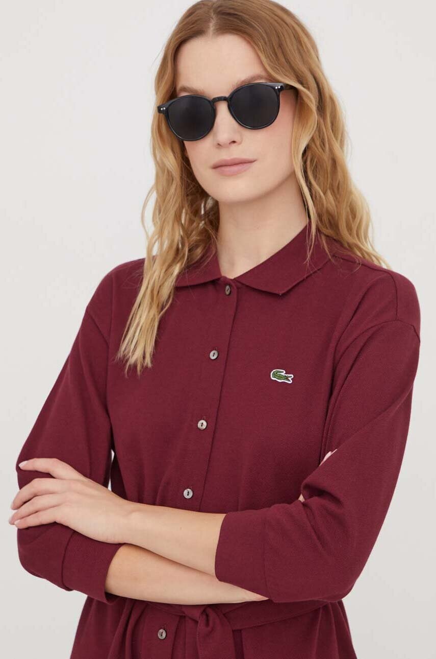 Бавовняна сукня Lacoste колір бордовий mini oversize