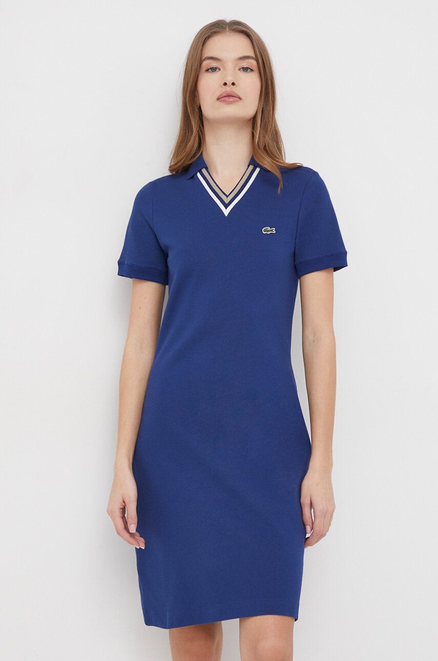 Lacoste rochie culoarea albastru marin, mini, mulata