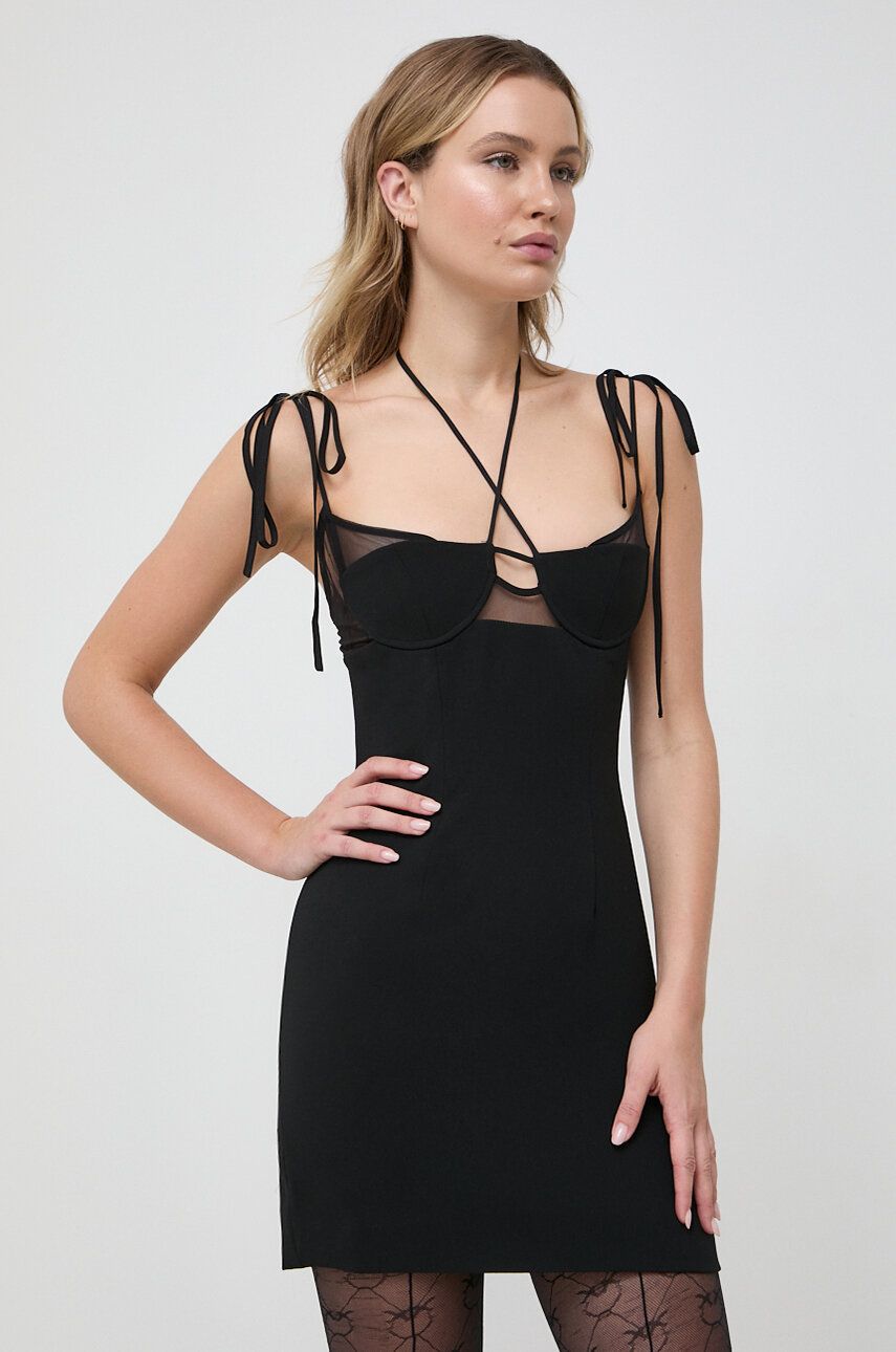 Šaty Bardot čierna farba, mini, priliehavá