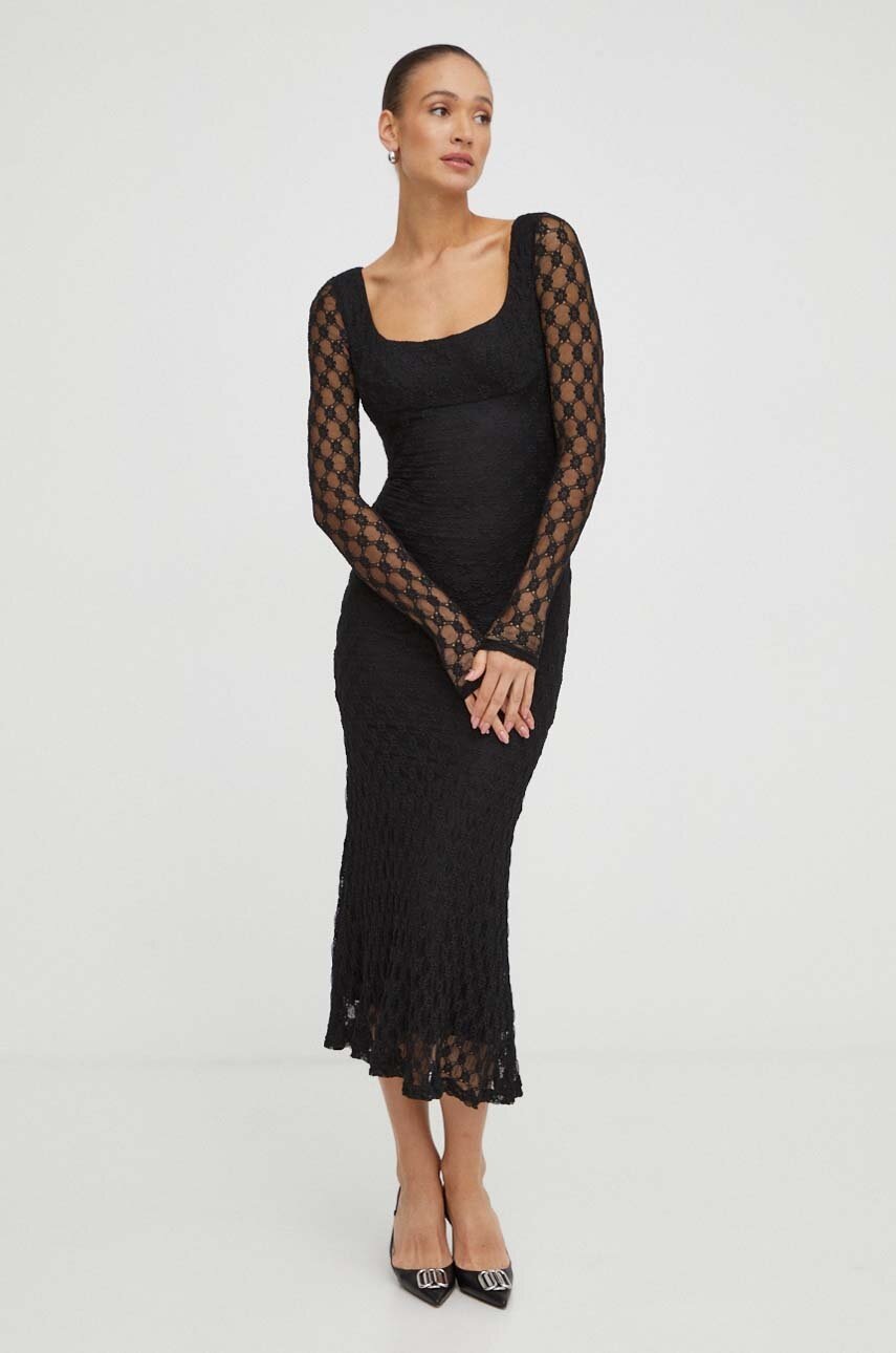 Bardot Rochie Culoarea Negru, Maxi, Mulata