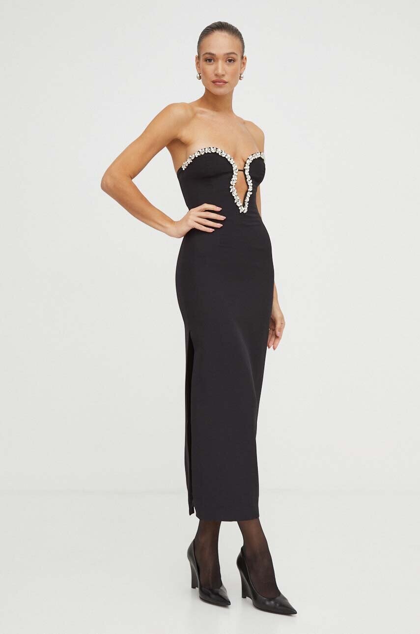 Bardot Rochie Culoarea Negru, Midi, Mulata