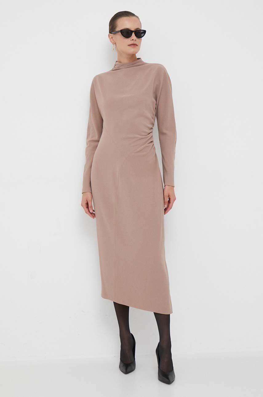 E-shop Šaty Calvin Klein béžová barva, maxi