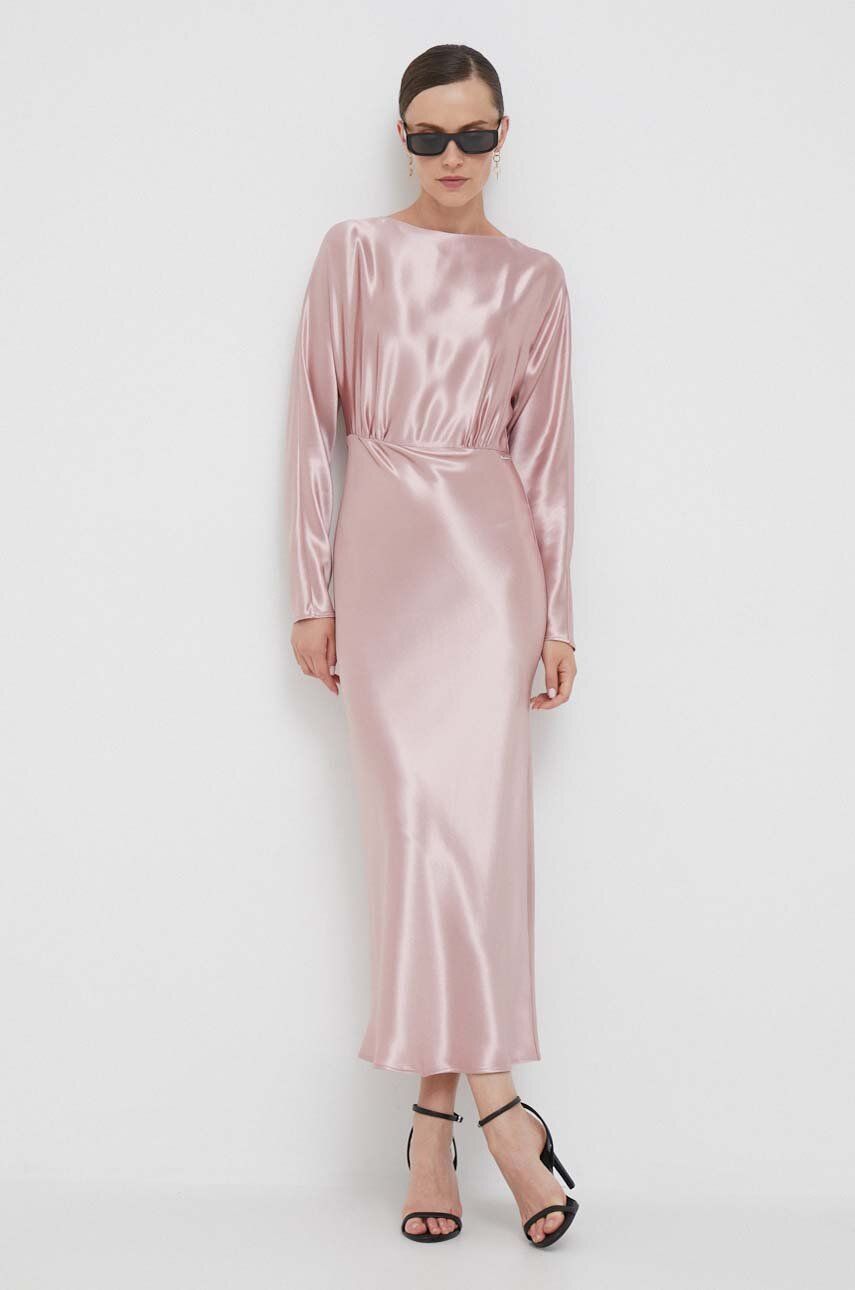 Levně Šaty Calvin Klein růžová barva, maxi