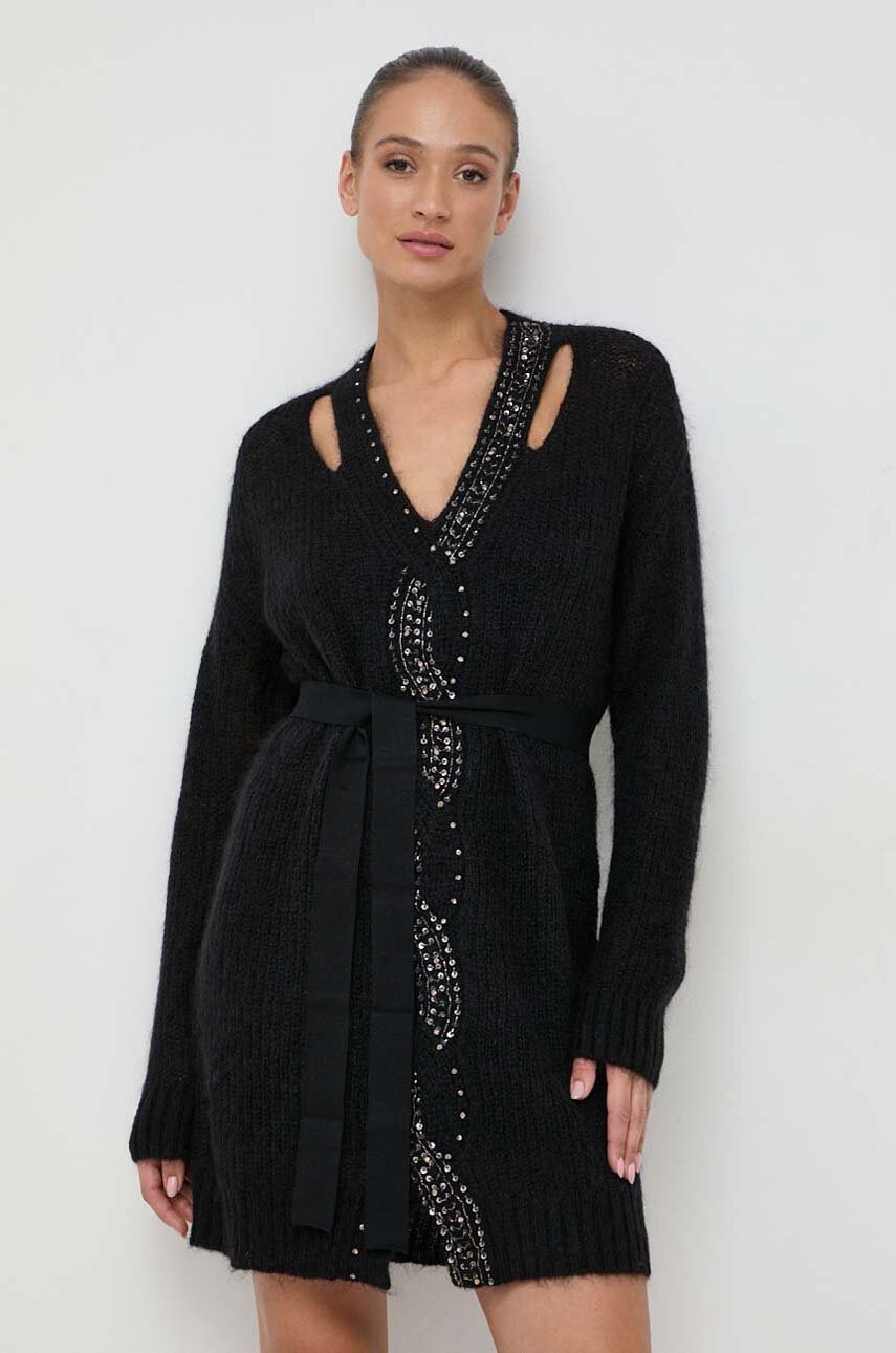 

Вовняна сукня Twinset колір чорний mini oversize