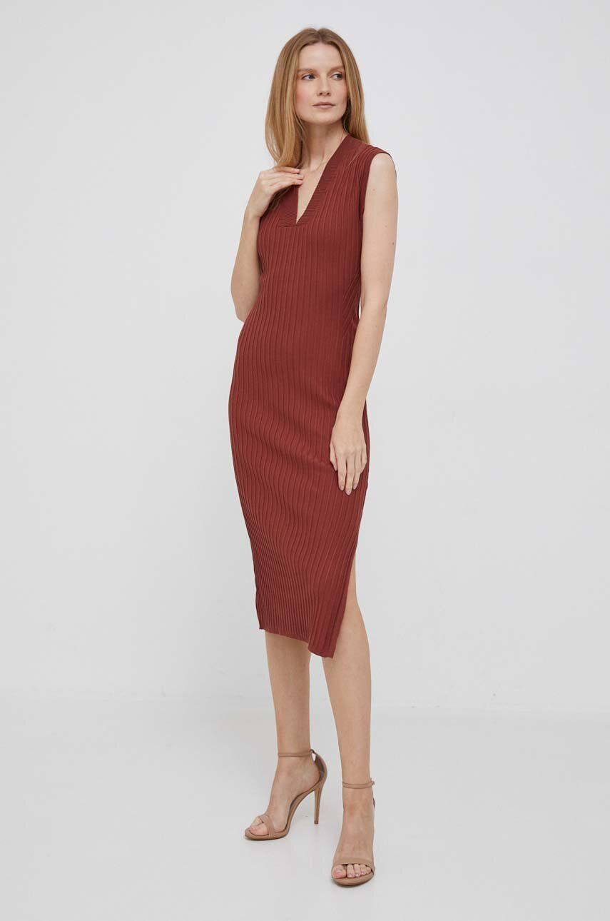 Dkny Rochie Culoarea Rosu, Midi, Drept