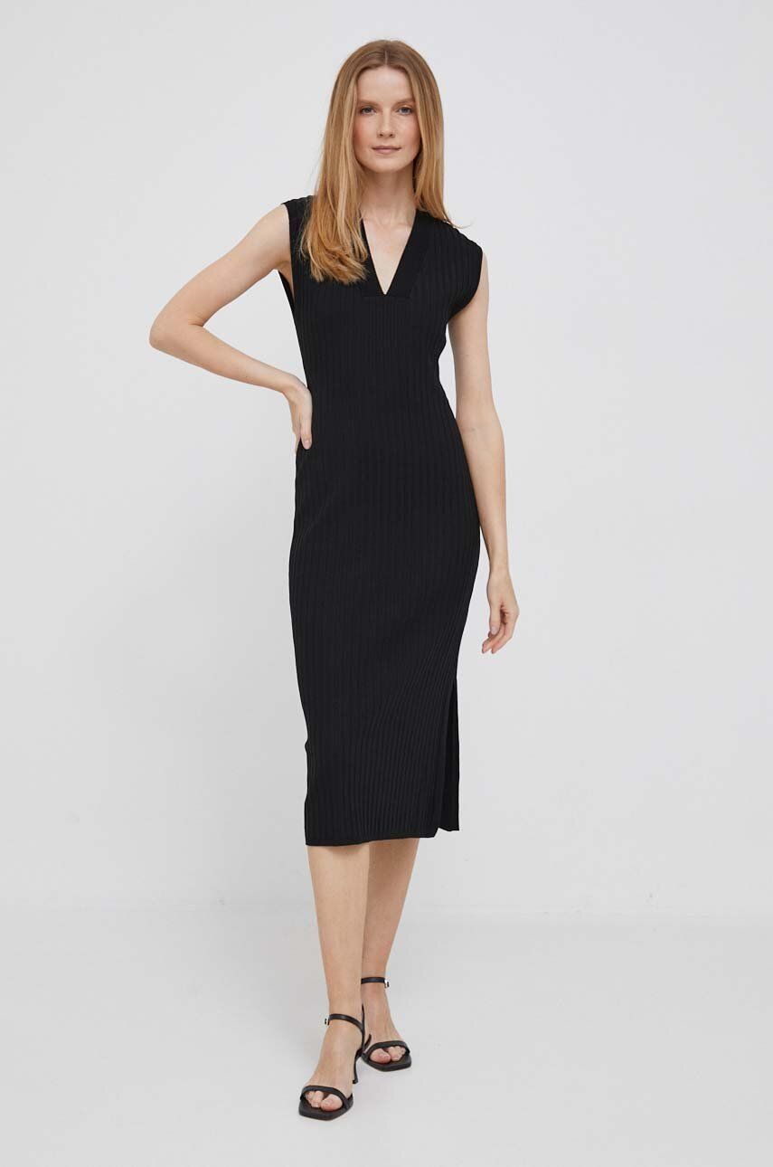 Сукня Dkny колір чорний midi пряма