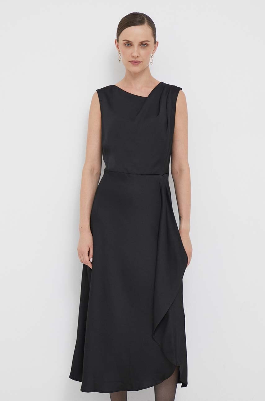 Dkny Rochie Culoarea Negru, Midi, Evazati