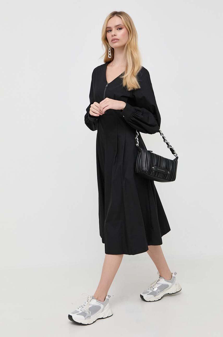 Bavlněné šaty Karl Lagerfeld černá barva, mini - černá - 100 % Organická bavlna