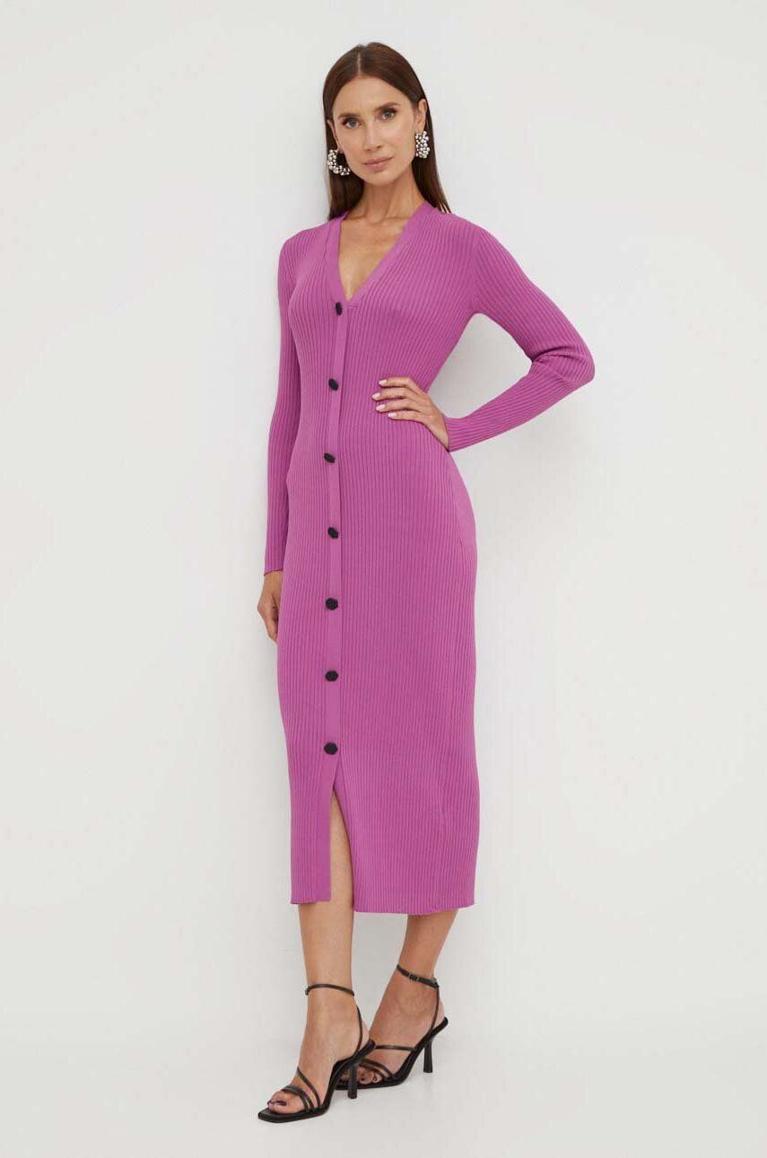 Levně Šaty Karl Lagerfeld fialová barva, midi