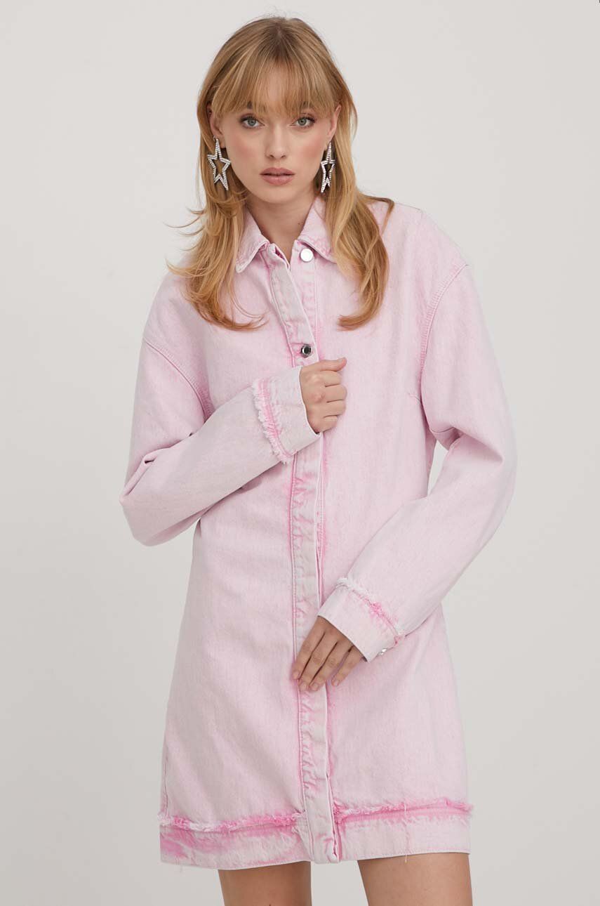 E-shop Džínové šaty Stine Goya Marie růžová barva, mini, oversize
