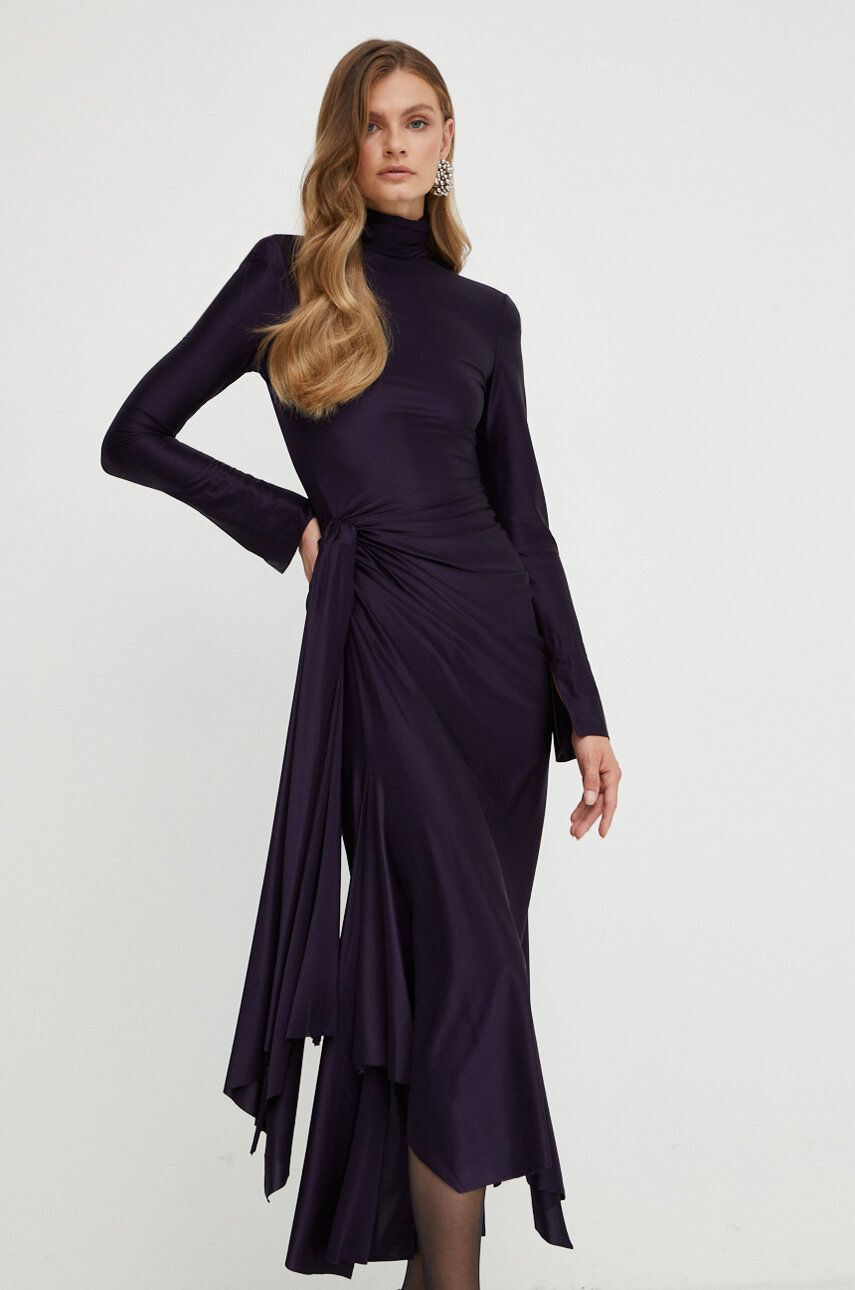 Victoria Beckham rochie culoarea violet, maxi, evazati