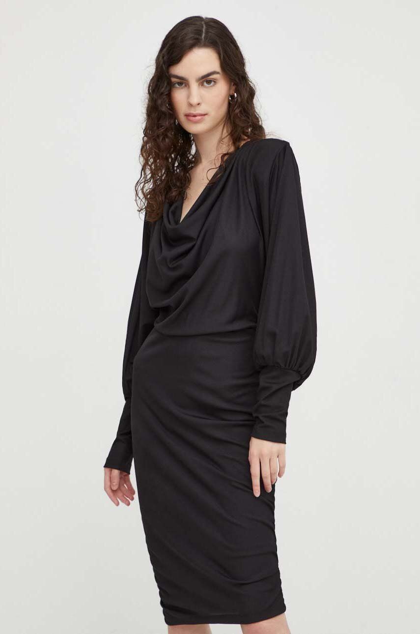 Šaty Gestuz Umina černá barva, mini - černá - 95 % Polyester