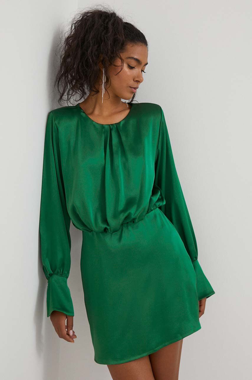 Artigli rochie culoarea verde, mini, evazati