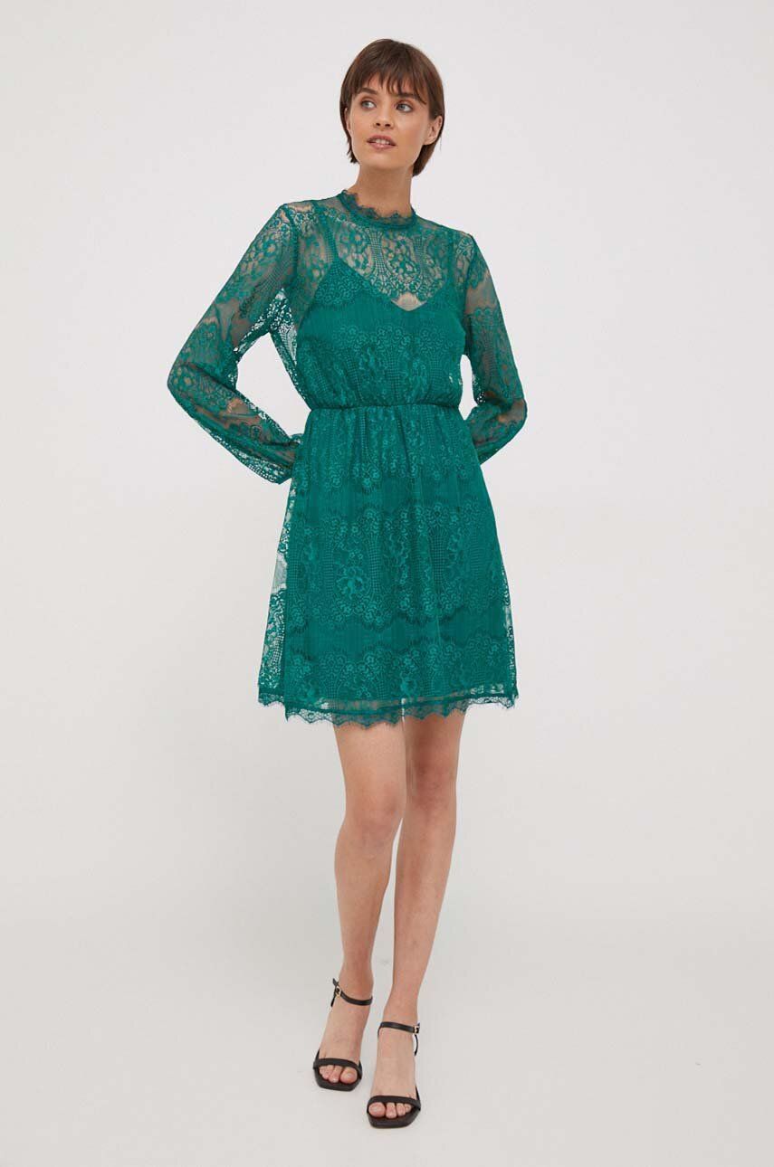 Artigli rochie culoarea verde, mini, evazati