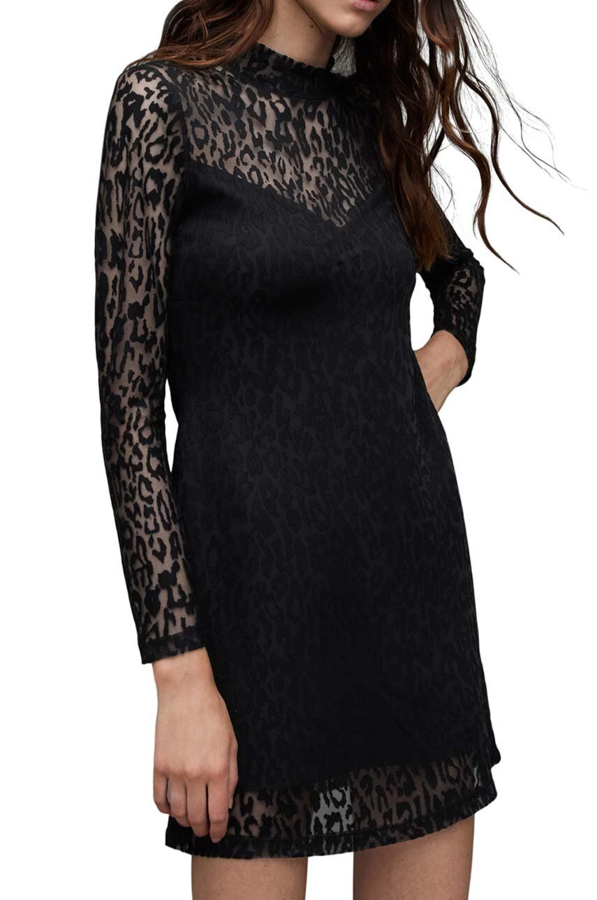 Šaty AllSaints HANNA ANITA MINI černá barva, mini - černá - Hlavní materiál: 68 % Viskóza