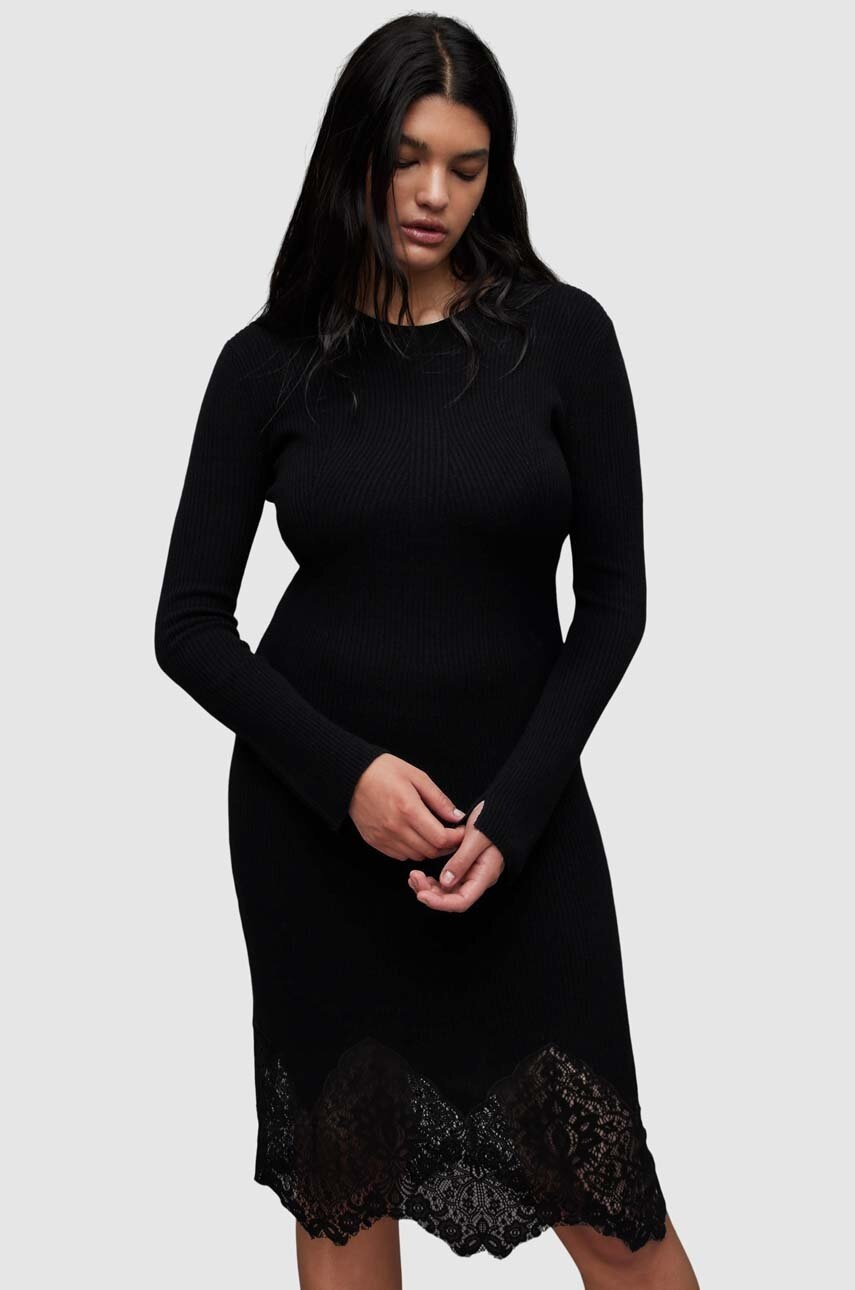 Сукня AllSaints WD044Z MILLY DRESS колір чорний midi пряма