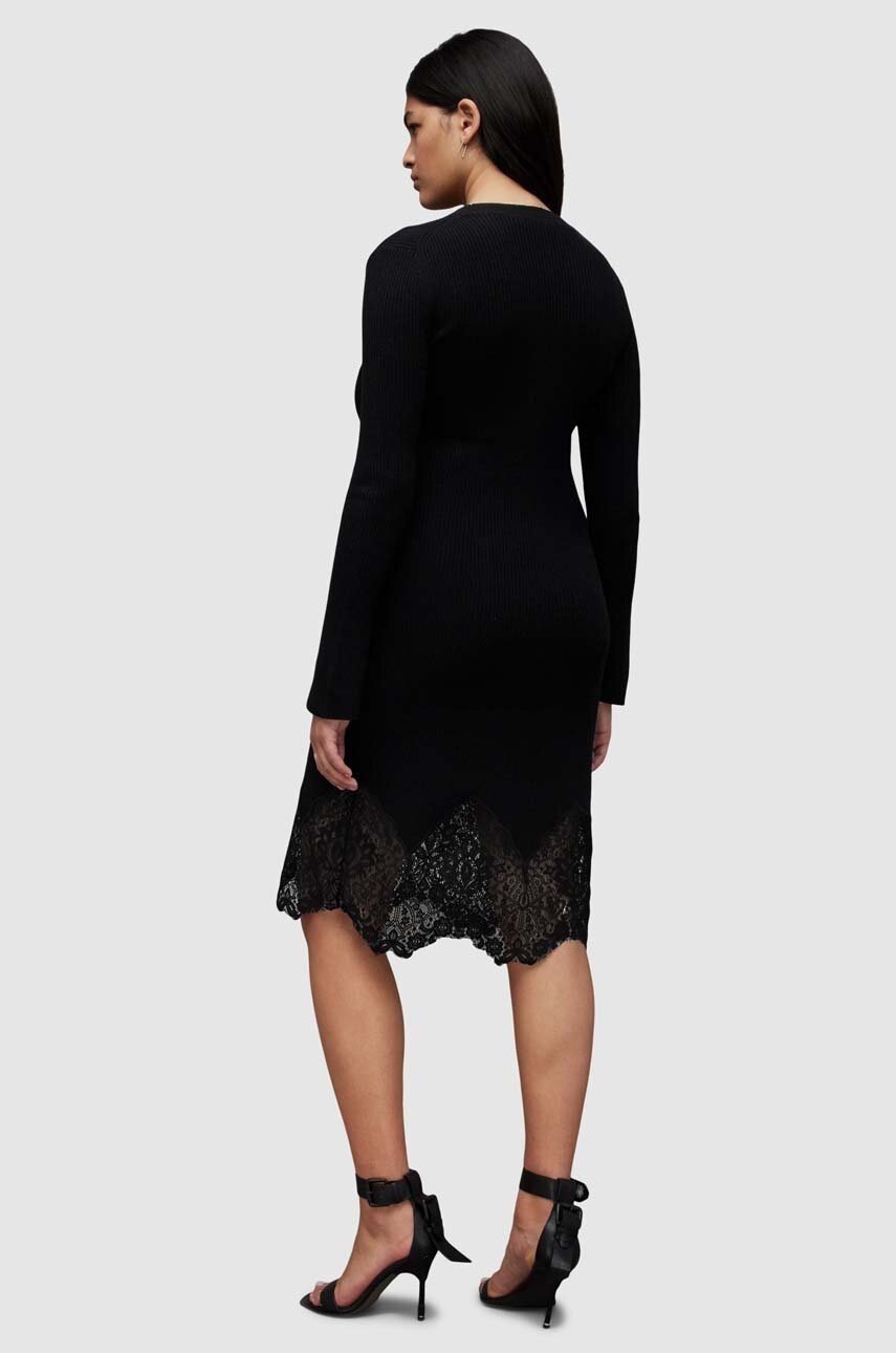 Сукня AllSaints WD044Z MILLY DRESS колір чорний midi пряма