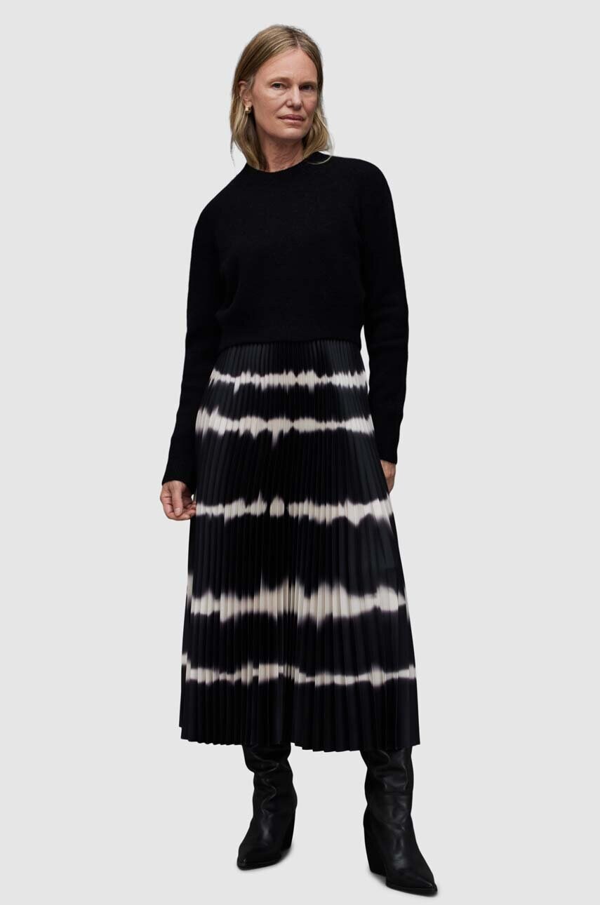 

Платье и свитер AllSaints CURTIS цвет чёрный midi расклешённое