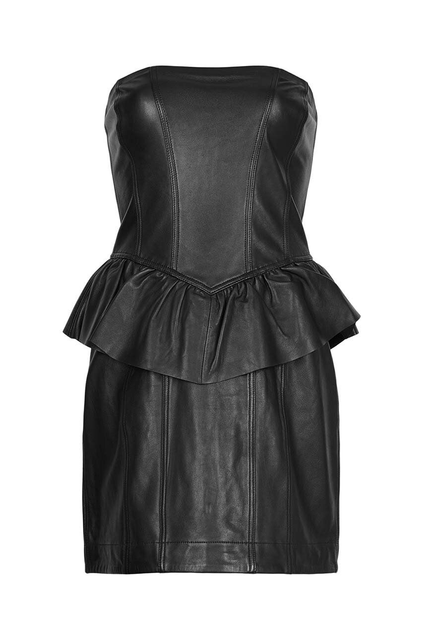 Kožené šaty AllSaints WL068Z CASSIE LEA RUFFLE DR