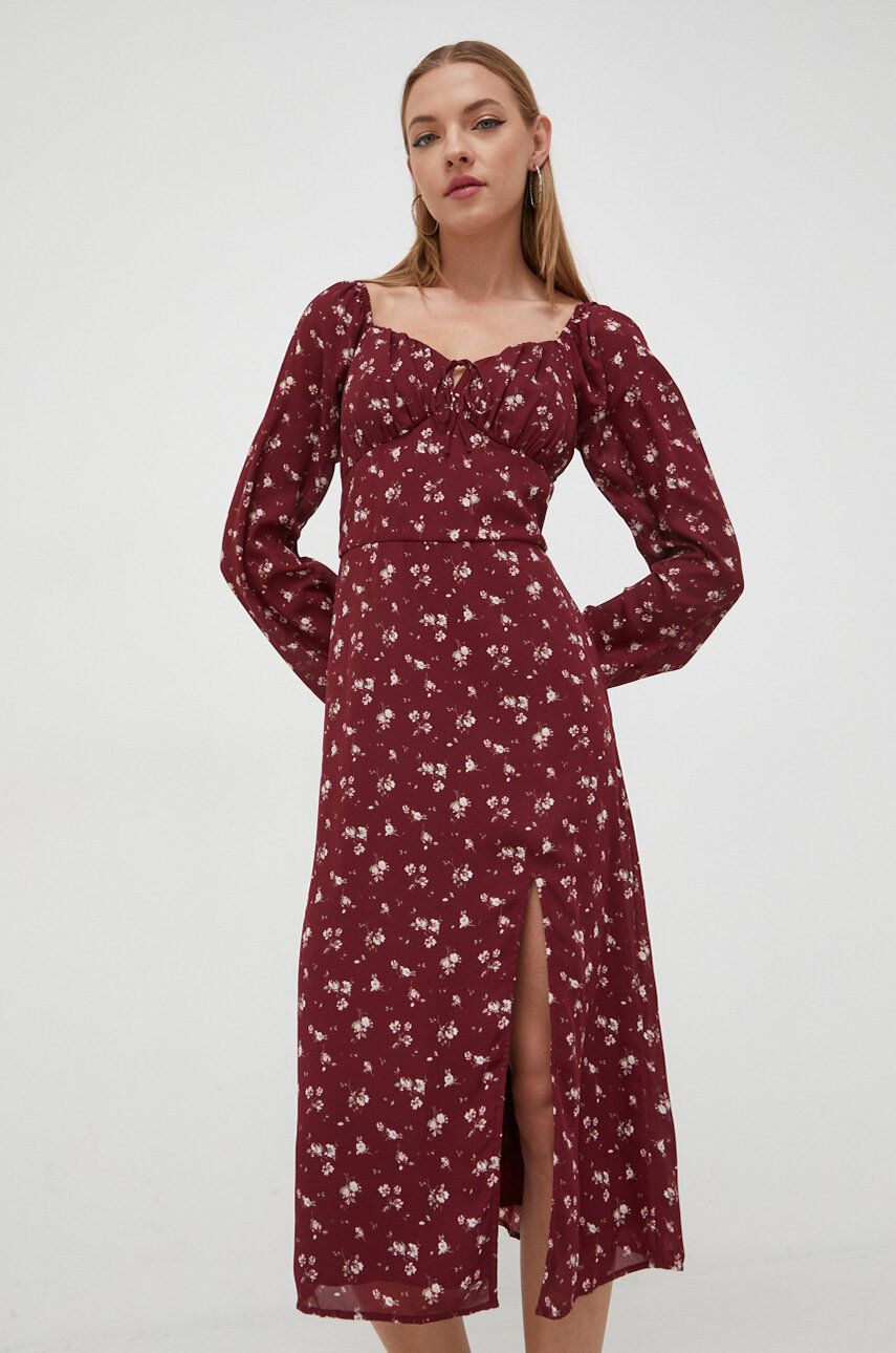 Hollister Co. rochie culoarea bordo, midi, drept