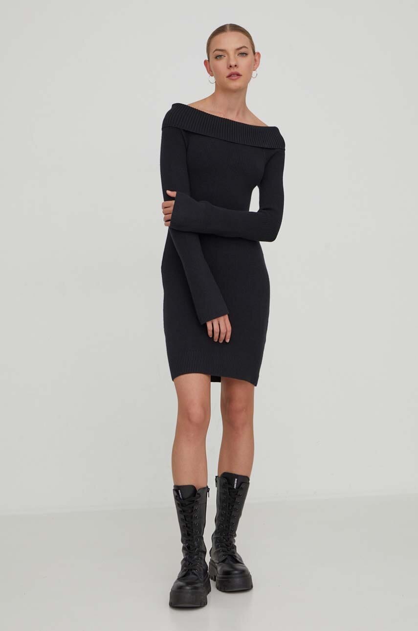 Hollister Co. rochie culoarea negru, mini, mulată