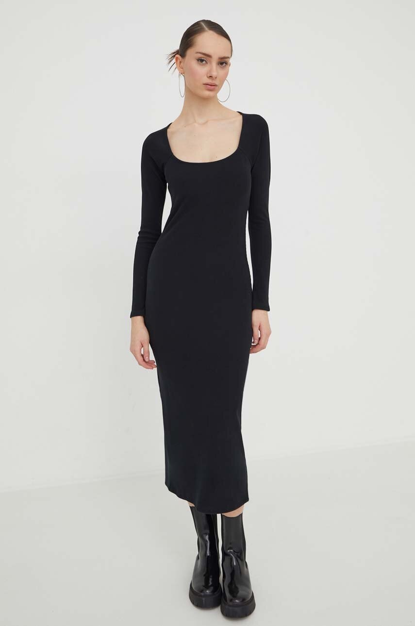 Hollister Co. rochie culoarea negru, midi, mulata