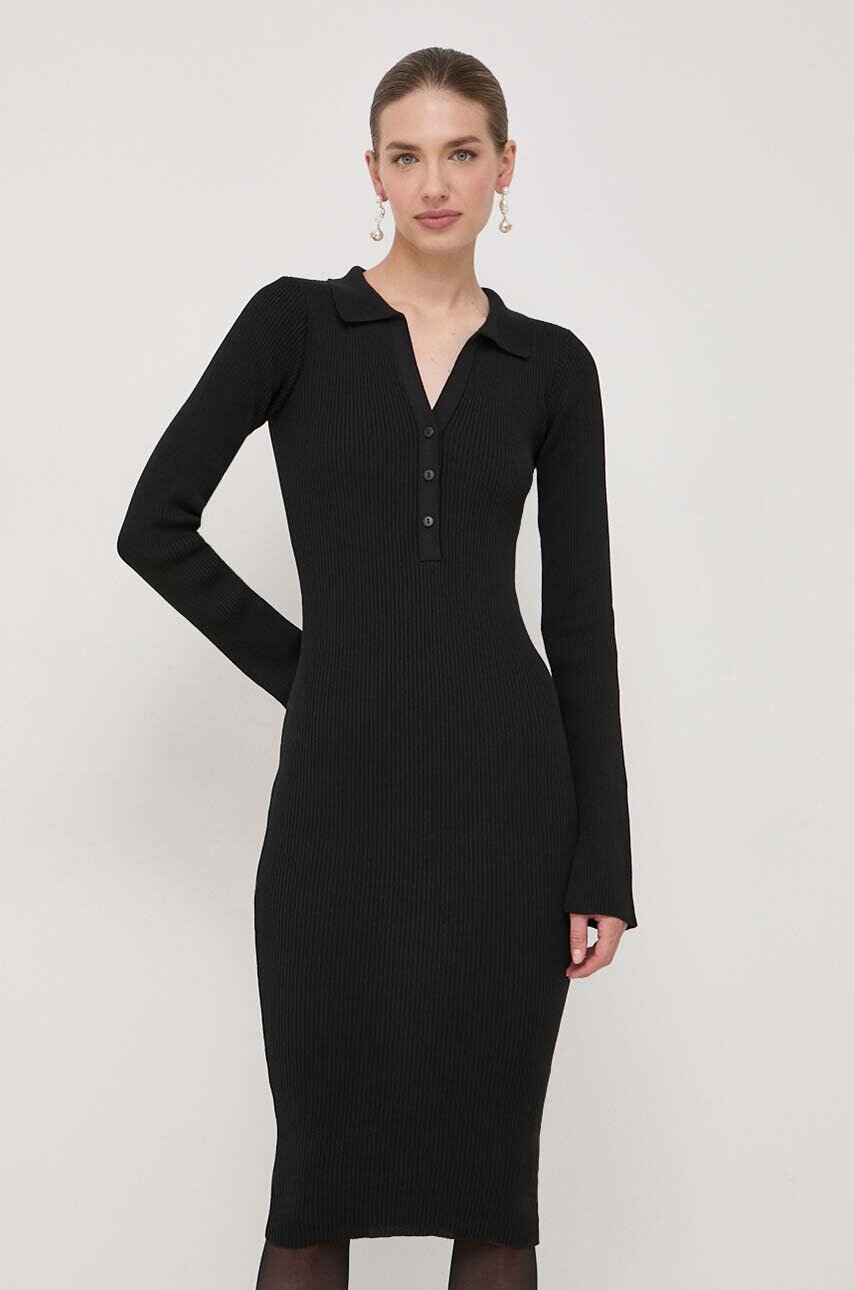 La Mania rochie culoarea negru, midi, mulata