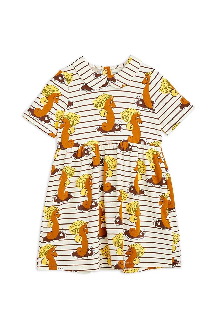 Детское платье Mini Rodini цвет коричневый mini расклешённое Детское платье Mini Rodini цвет коричневый mini расклешённое