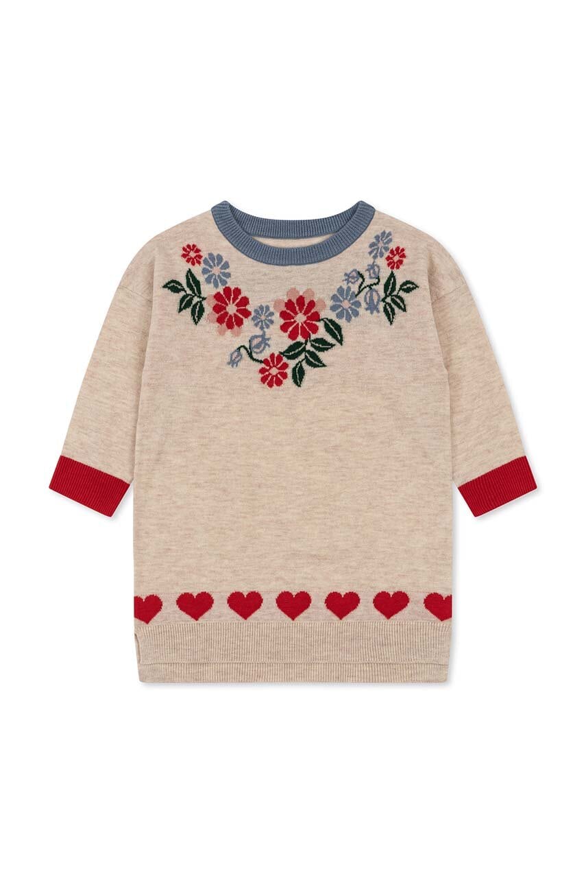 Дитяча бавовняна сукня Konges Sløjd колір бежевий mini пряма Дитяча бавовняна сукня Konges Sløjd колір бежевий mini пряма