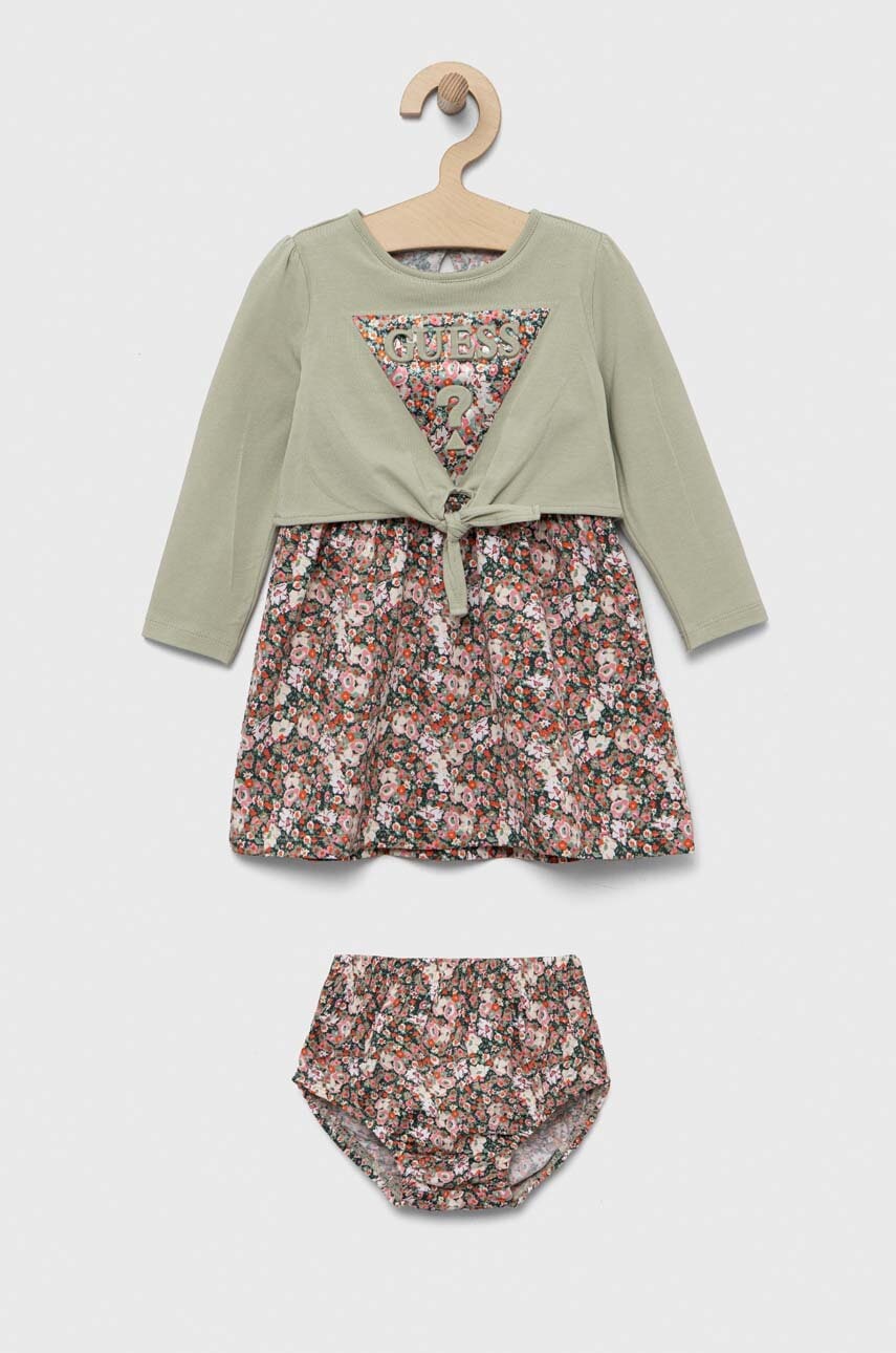 Детское платье Guess цвет зелёный mini расклешённое Детское платье Guess цвет зелёный mini расклешённое