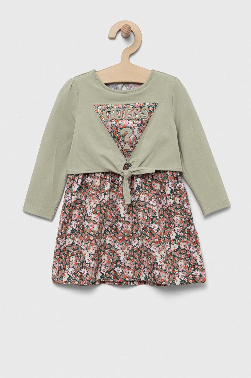Детское платье Guess цвет зелёный mini расклешённое