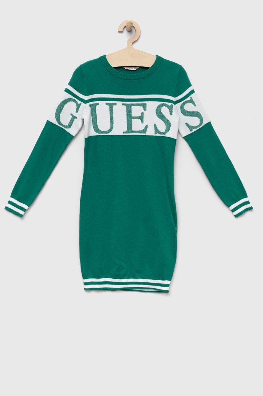 

Детское платье Guess цвет зелёный mini прямое